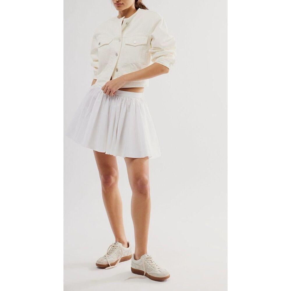 NEW Free People Gaia Pocket Skirt In Optic White Boho Summer Size M NWT